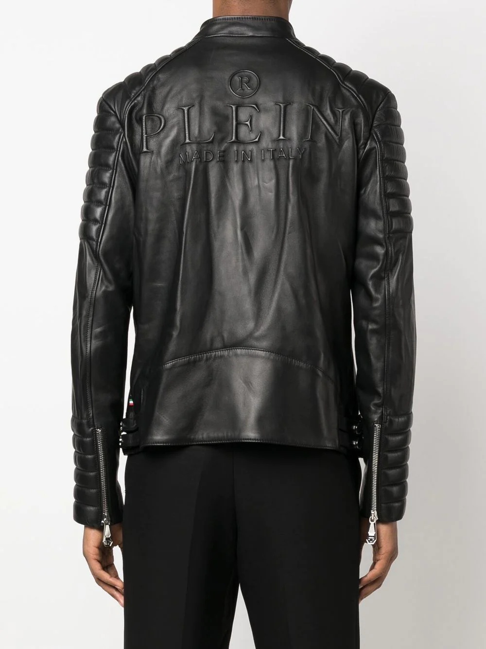 long sleeve leather jacket - 3