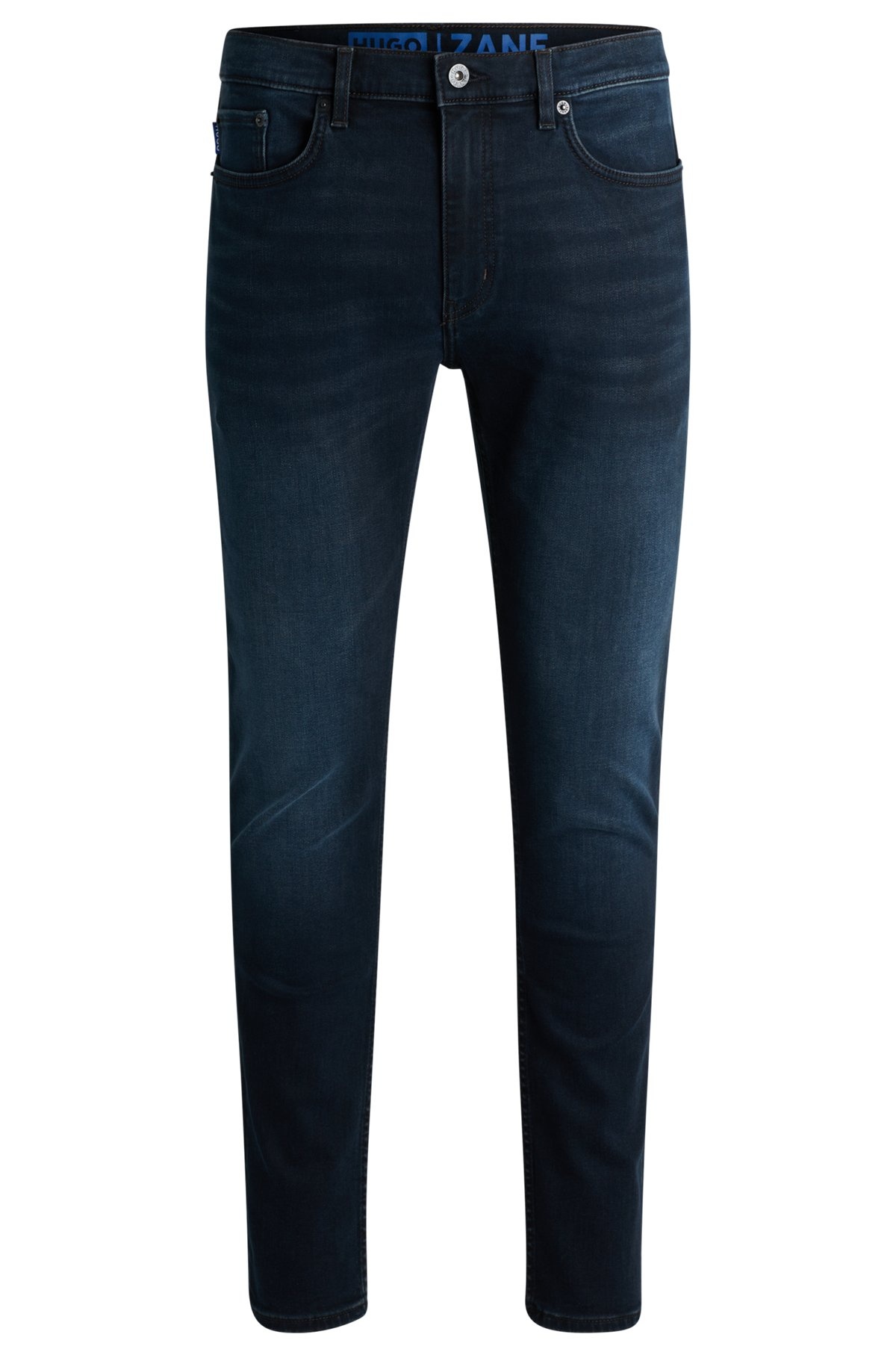 EXTRA-SLIM-FIT JEANS IN BLUE-BLACK STRETCH DENIM - 1