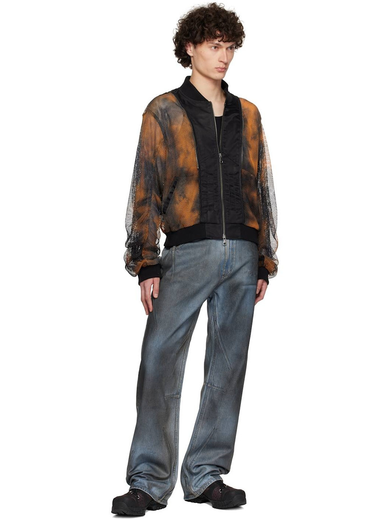 Andersson Bell Black & Orange Double Layer Mesh Bomber Jacket outlook