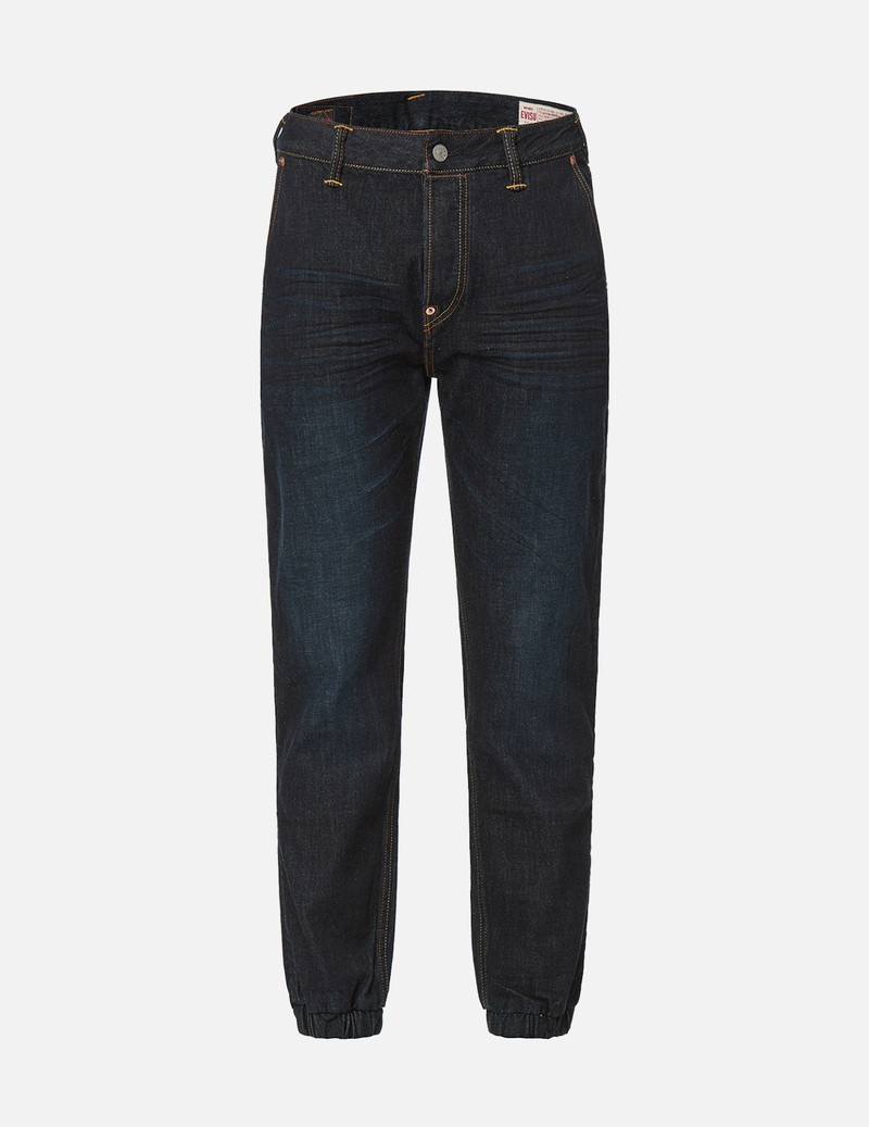 EVISU BROCADE SEAGULL APPLIQUÉ DENIM JOGGER PANTS outlook