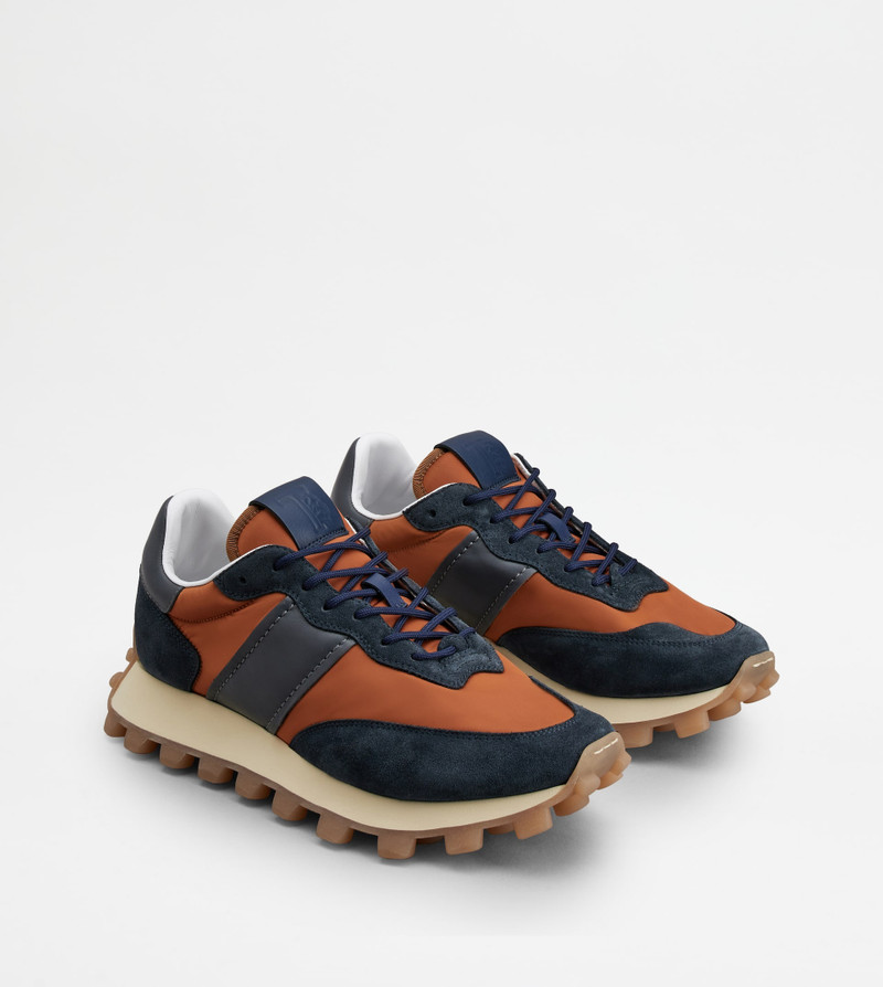 TOD'S 1T SNEAKERS IN SUEDE AND FABRIC - ORANGE, BLUE 4