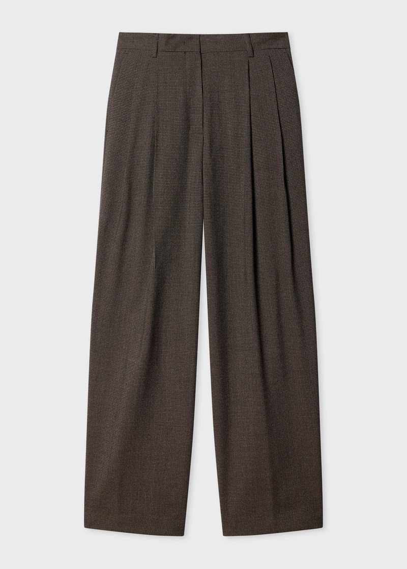 Women's Brown Houndstooth Collarless Two-Piece Suit 1