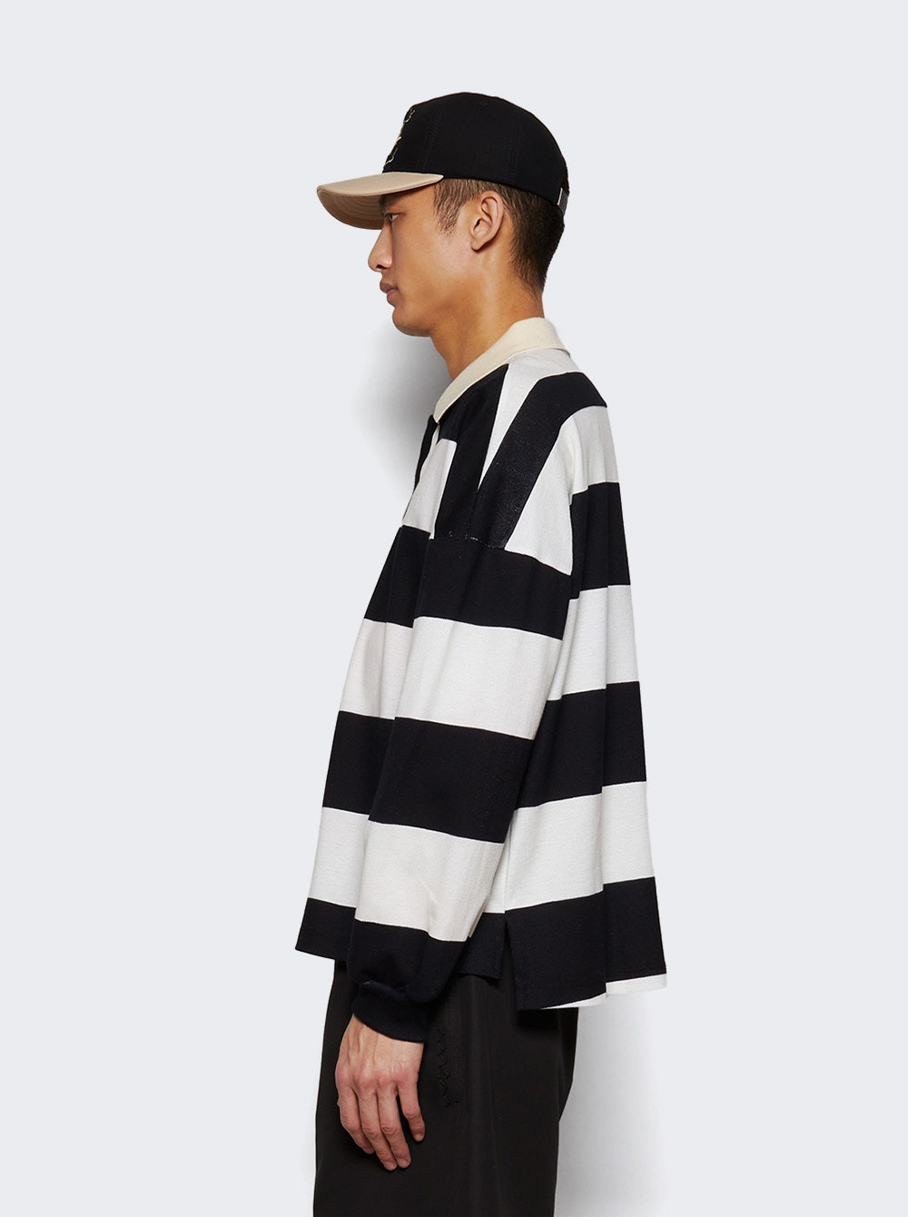 Striped Pique Polo Shirt White And Blue - 3