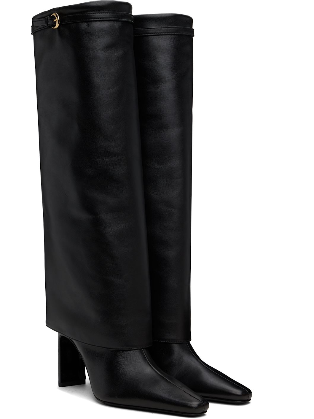 Black Wally Foldover High Heel Tall Boots - 4