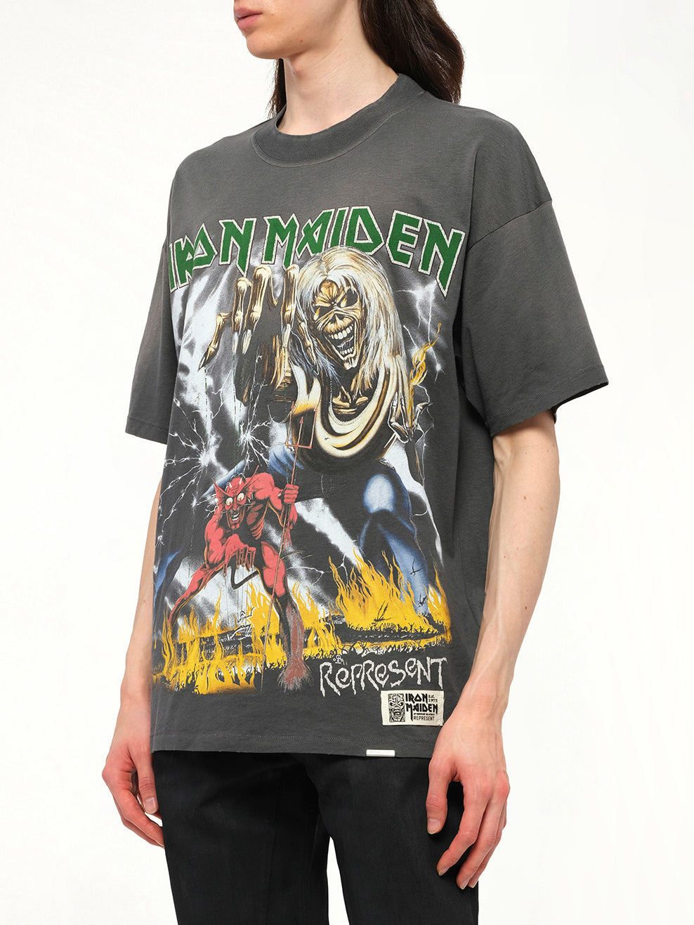Iron Maiden Number of Beast T-Shirt in Sunfade Grey - 6