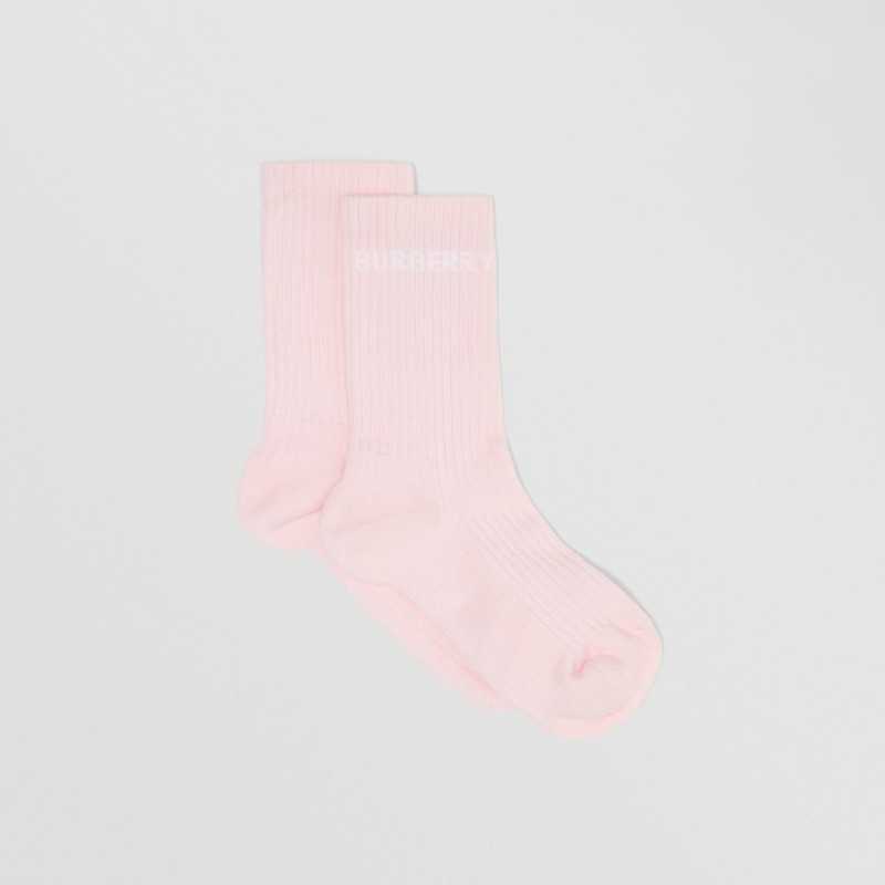 Logo Intarsia Technical Stretch Cotton Socks 4
