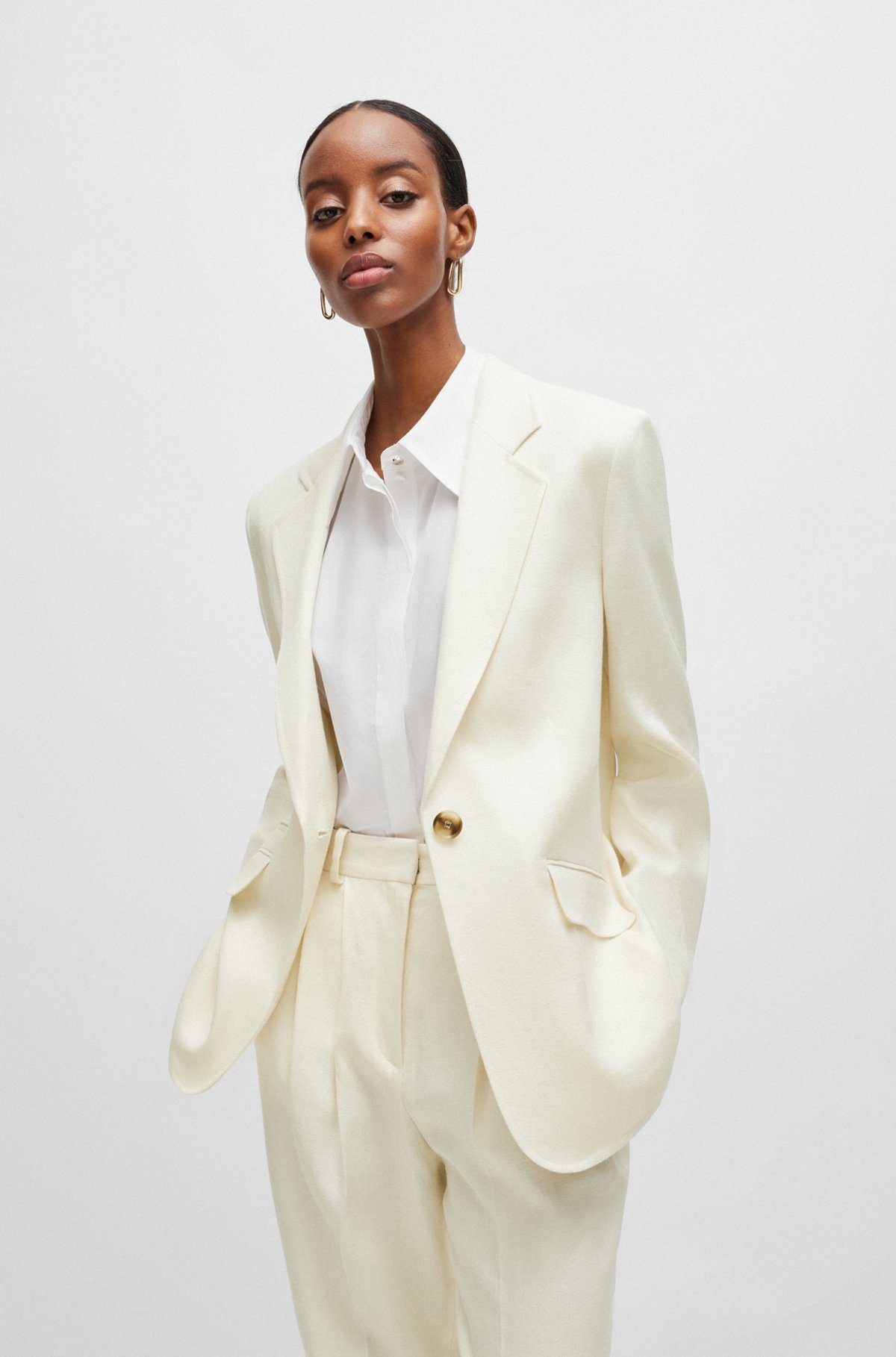 RELAXED-FIT JACKET IN LINEN-BLEND TWILL - 2