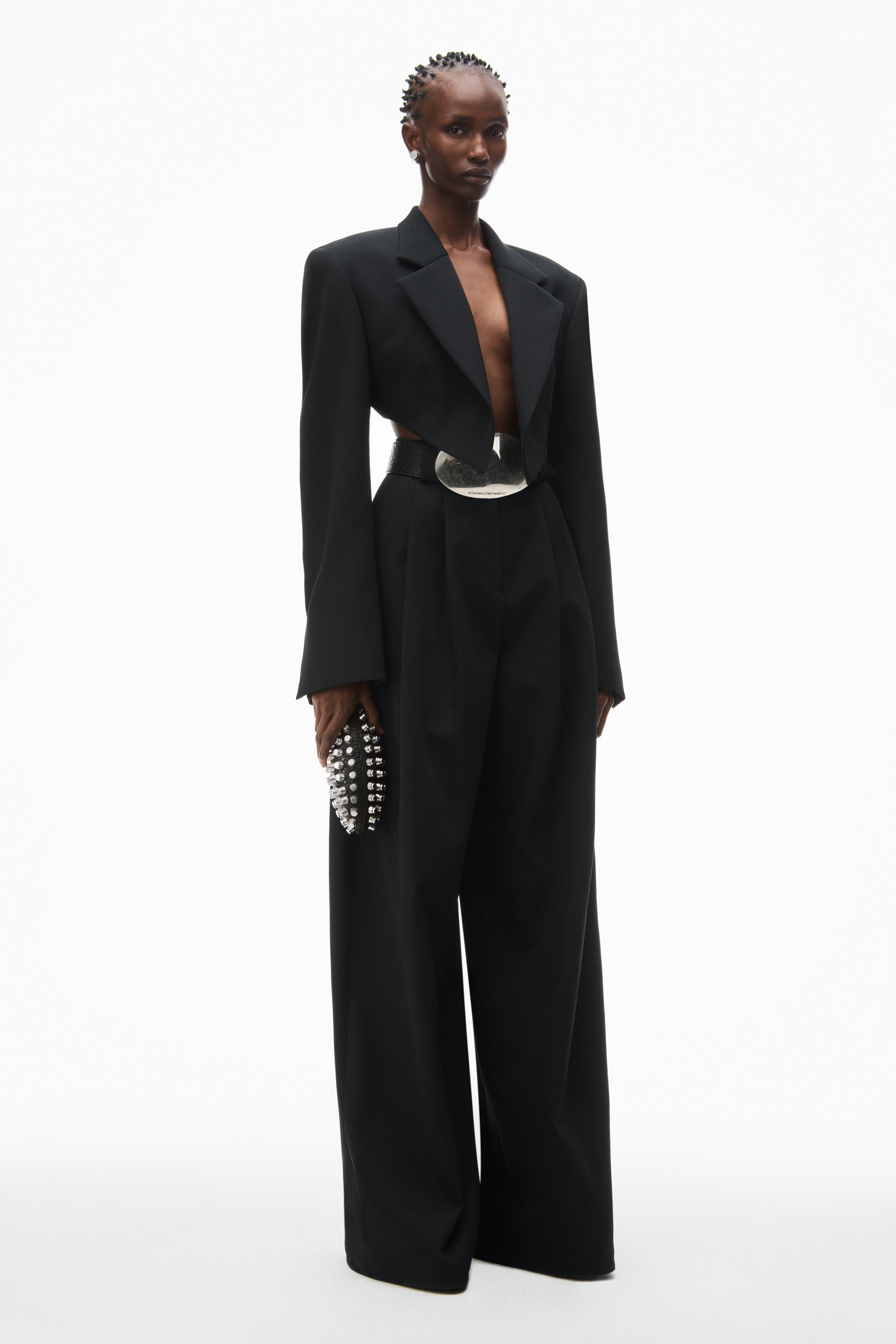 high-waist wide-leg pant in wool twill - 2