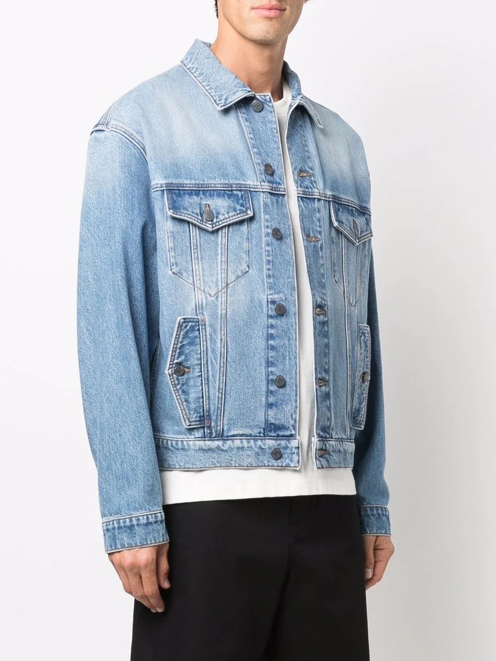 embroidered logo denim jacket - 4