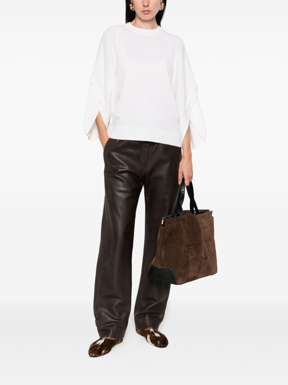 buttoned-cuff knitted top - 2