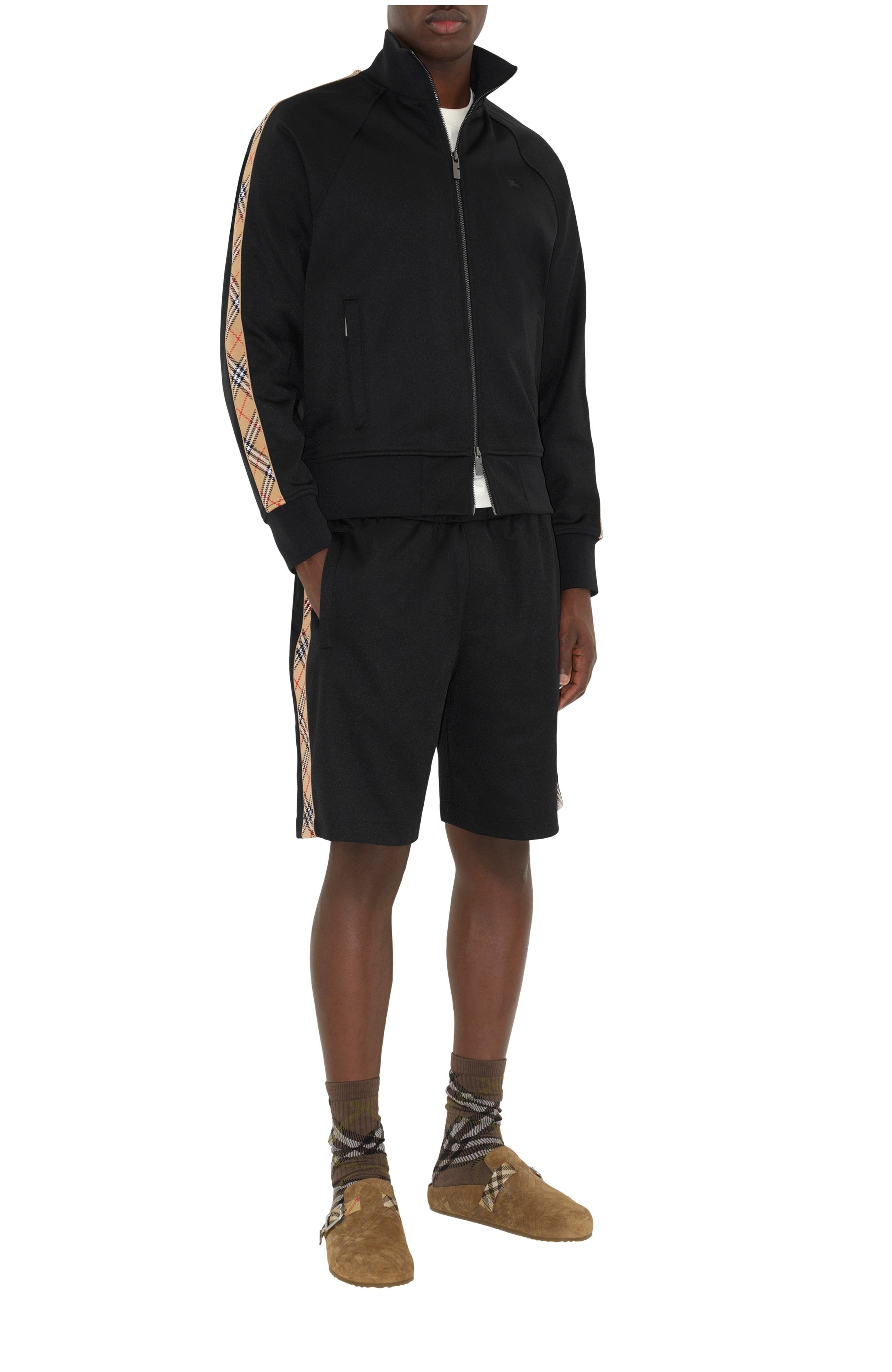burberry Check Trim Cotton Blend Shorts in Black at Nordstrom - 2