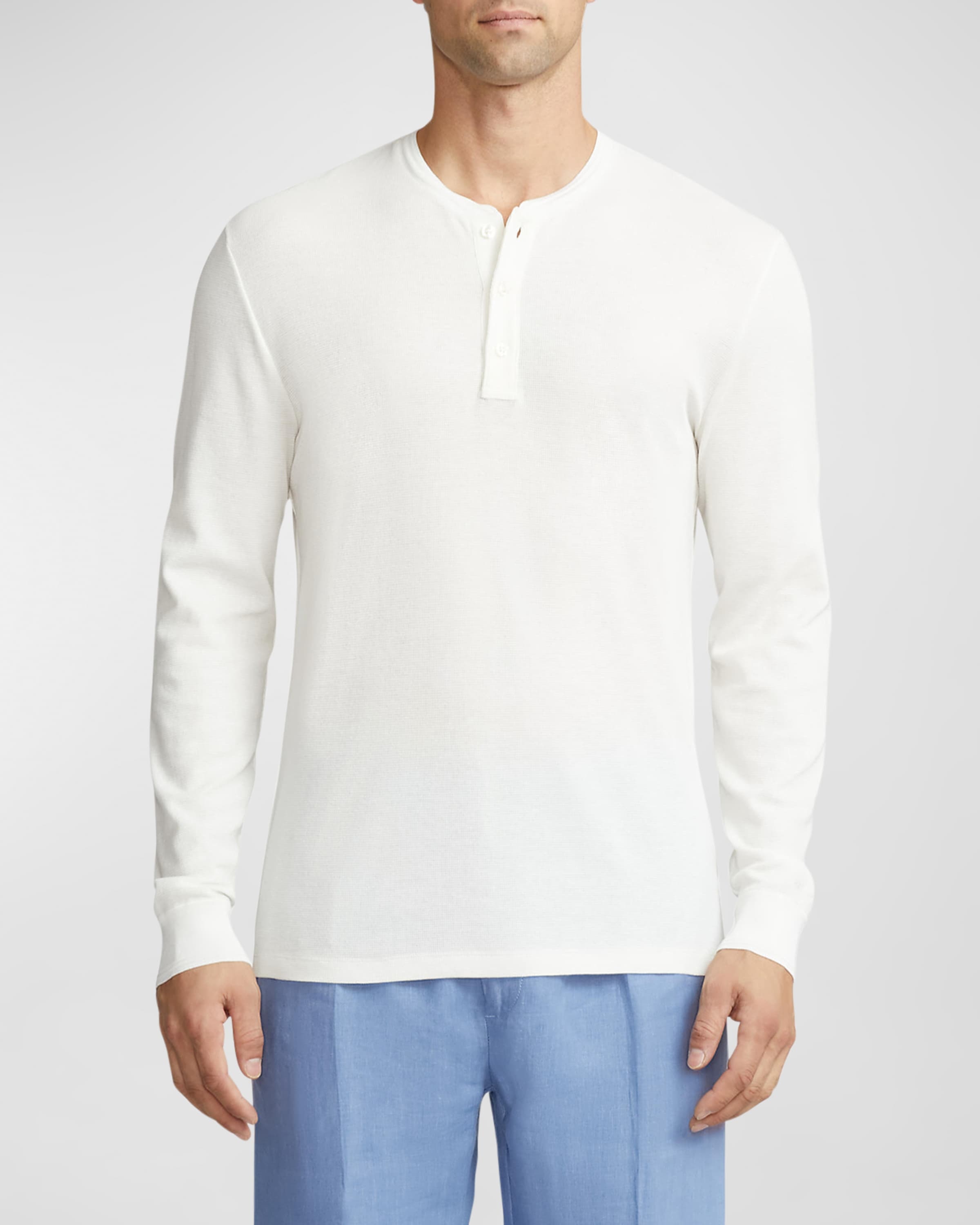 Men's Cotton and Mulberry Silk Henley Shirt - 2