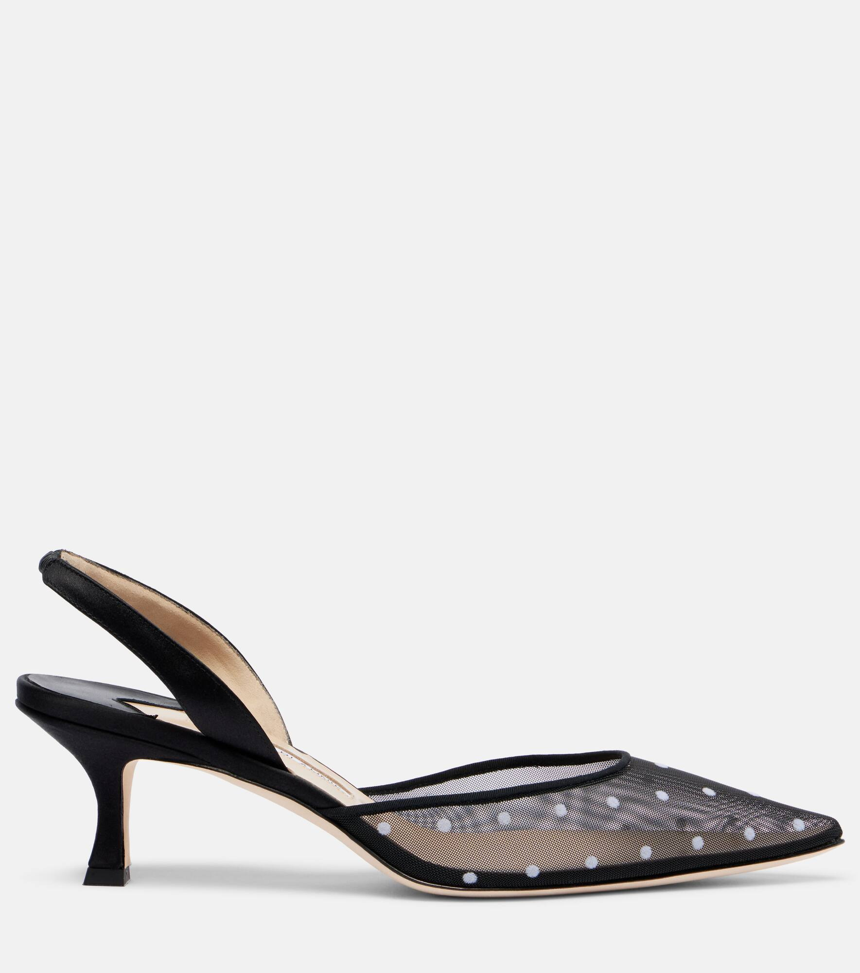 Carolyne 50 polka-dot mesh slingback pumps - 4