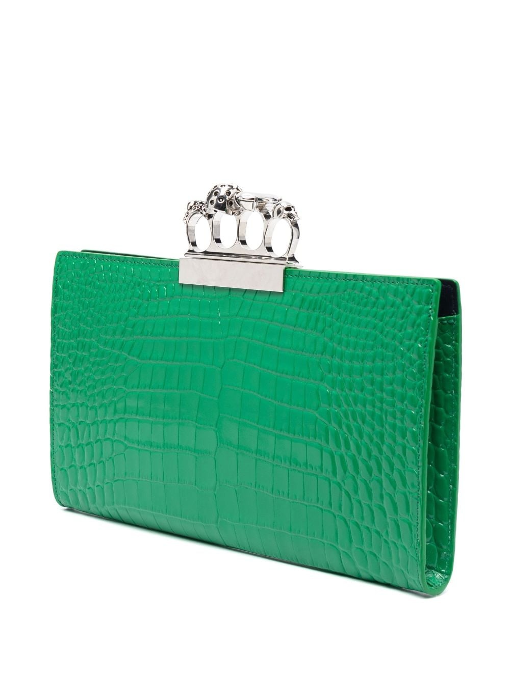 Jewelled crocodile-embossed clutch bag - 3