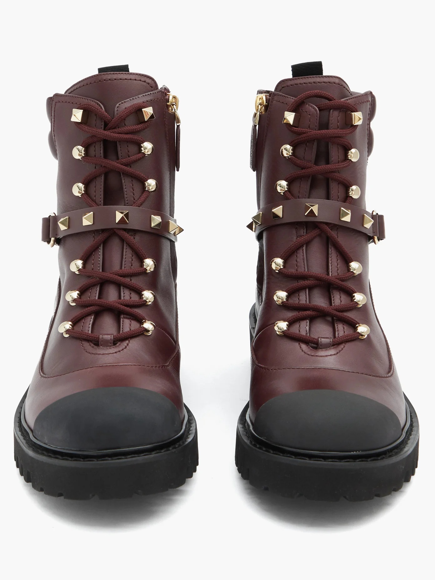 Rockstud lace-up leather boots - 5