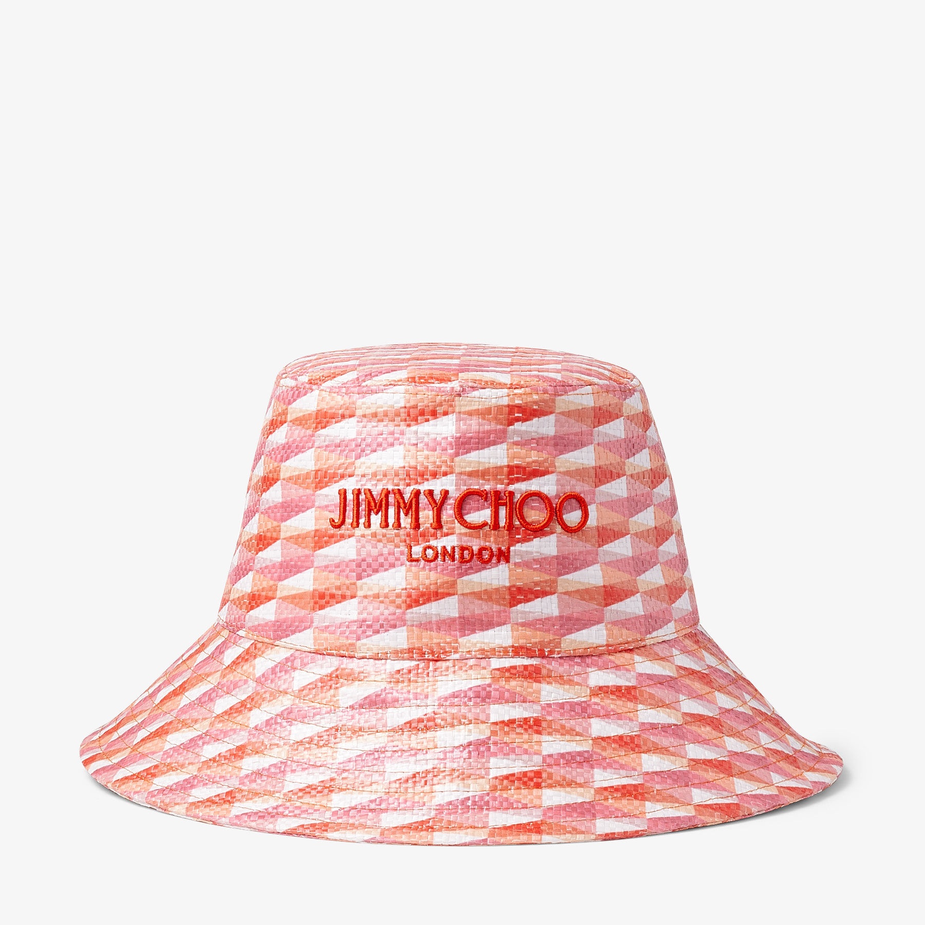 Catalie
Paprika/Candy Pink Diamond Print Fabric Embroidered Sun Hat - 1