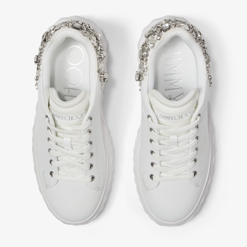 Diamond Maxi/f Ii
White and Silver Nappa Leather Trainers with Crystals 5