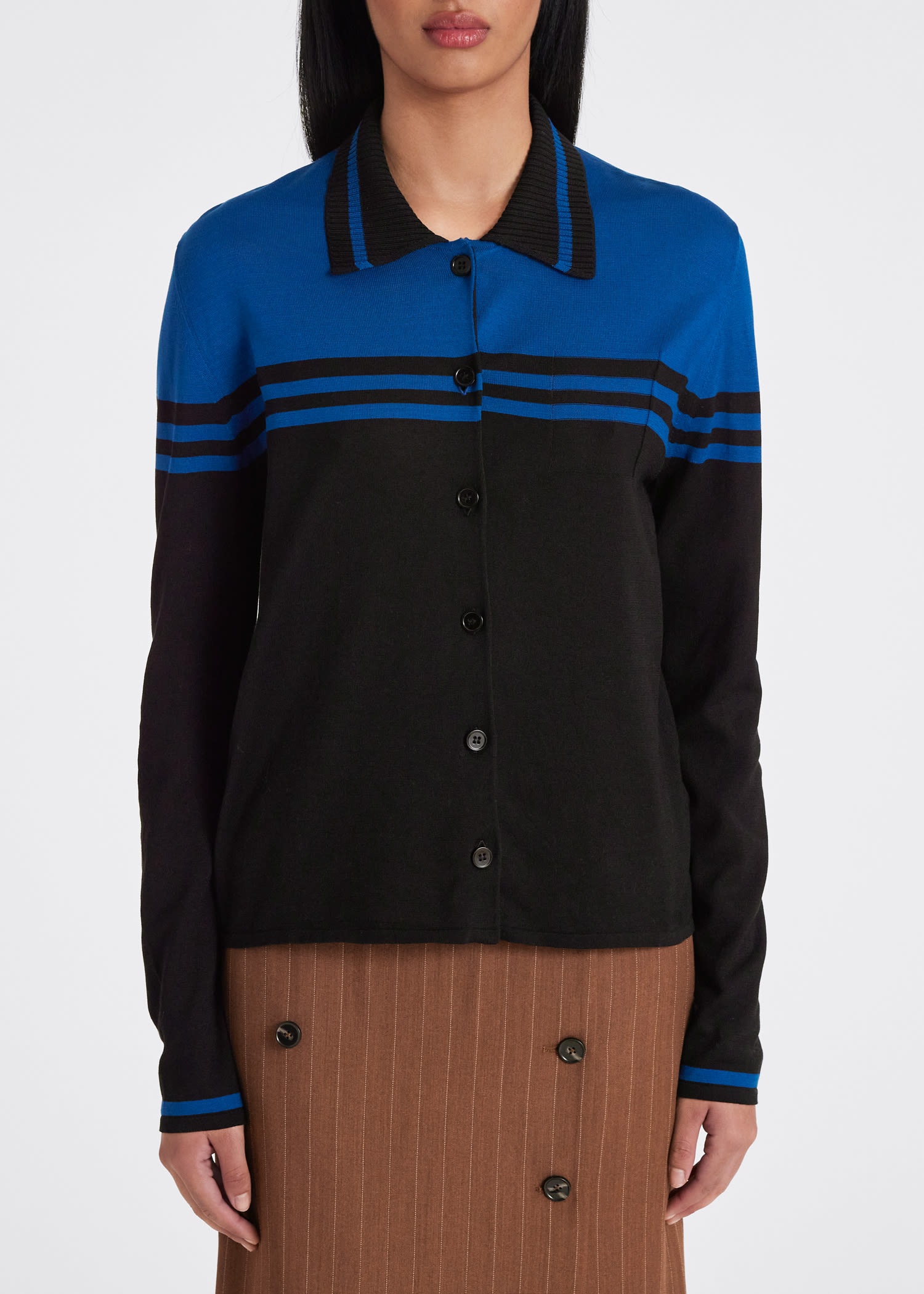 Women's Colour Block Collared Cardigan - 4