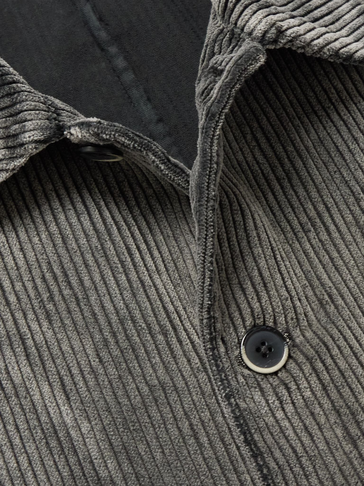 Garment-Dyed Cotton-Corduroy Overshirt Gray - 5