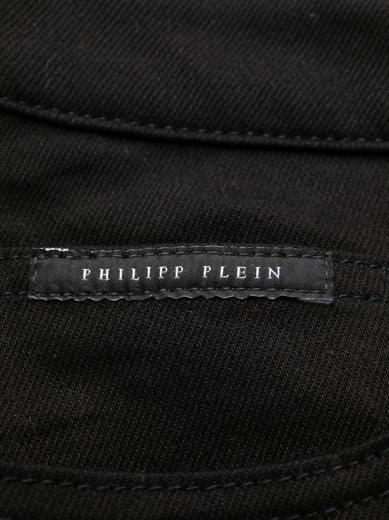 embroidered-logo 직 다리 청바지 6