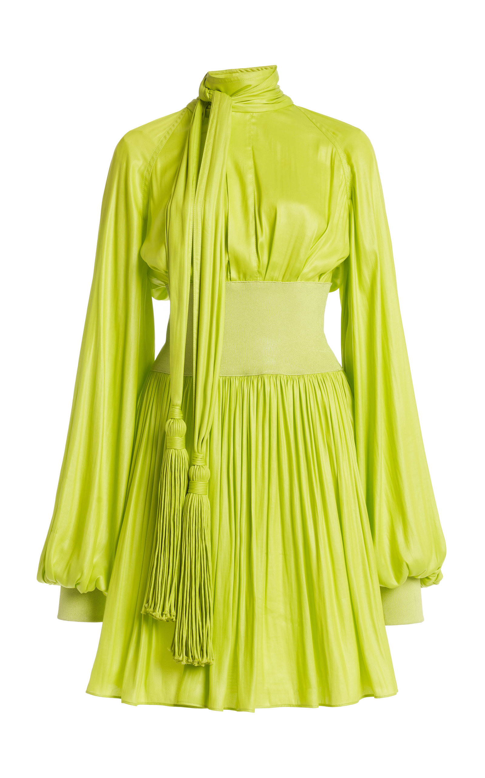 Tassel-Detailed Chintzed Mini Dress green - 5