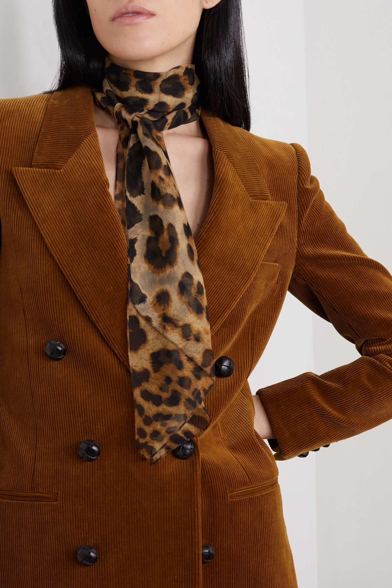 Leopard-print silk-chiffon scarf - 2