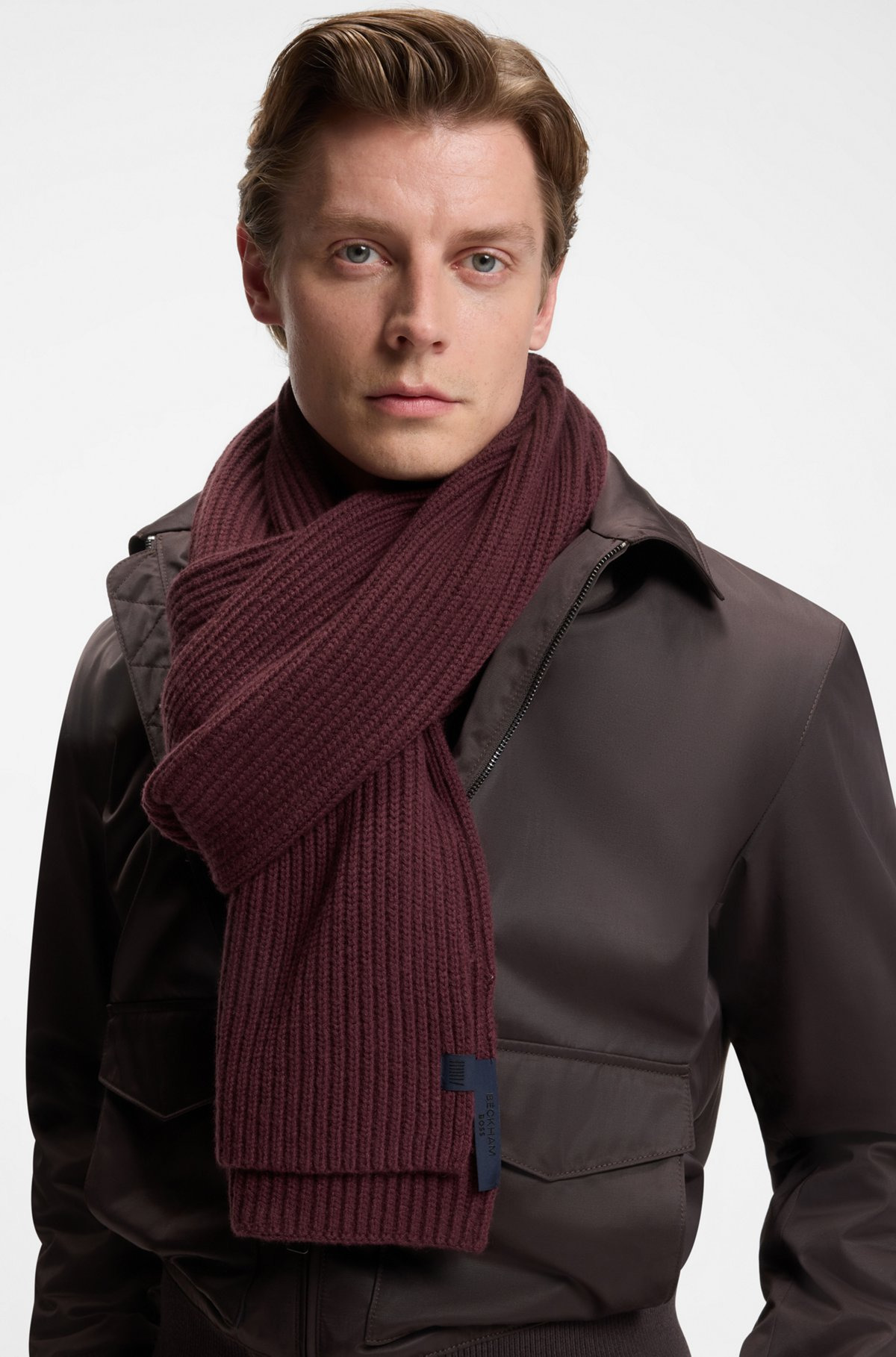 BECKHAM X BOSS SCARF IN VIRGIN WOOL AND CASHMERE - 3