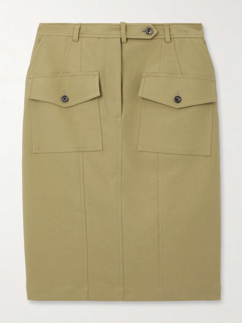 Cotton-blend twill skirt Army green 1