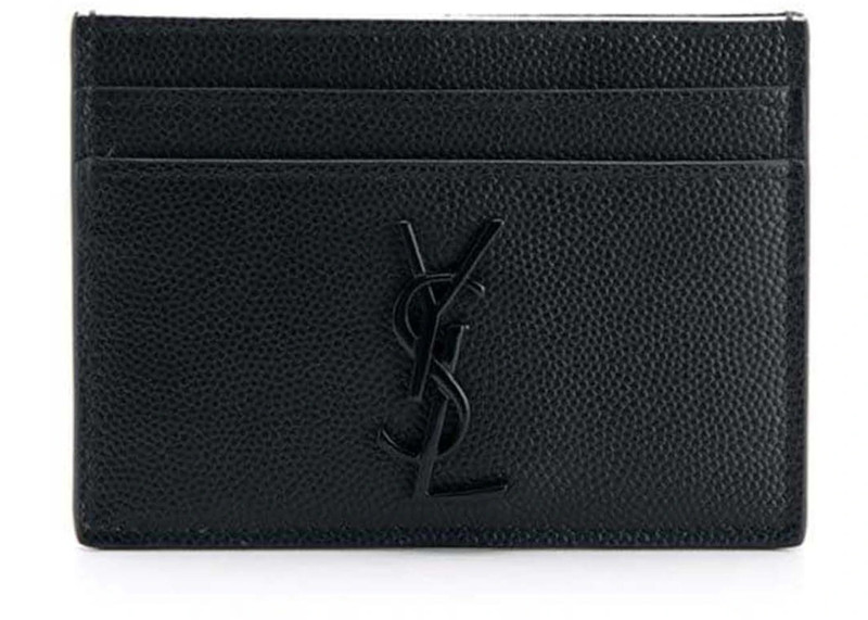 SAINT LAURENT Saint Laurent Logo Monogram Card Holder Black outlook