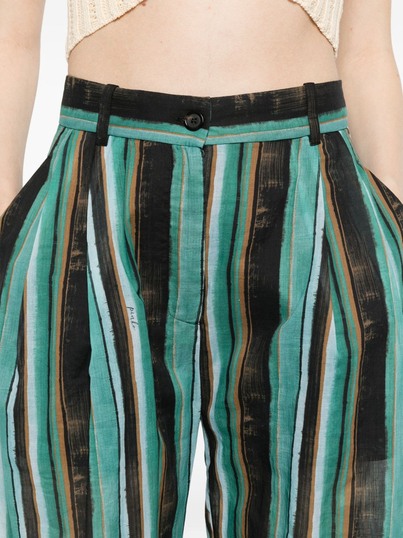 striped pleated straight trousers 5