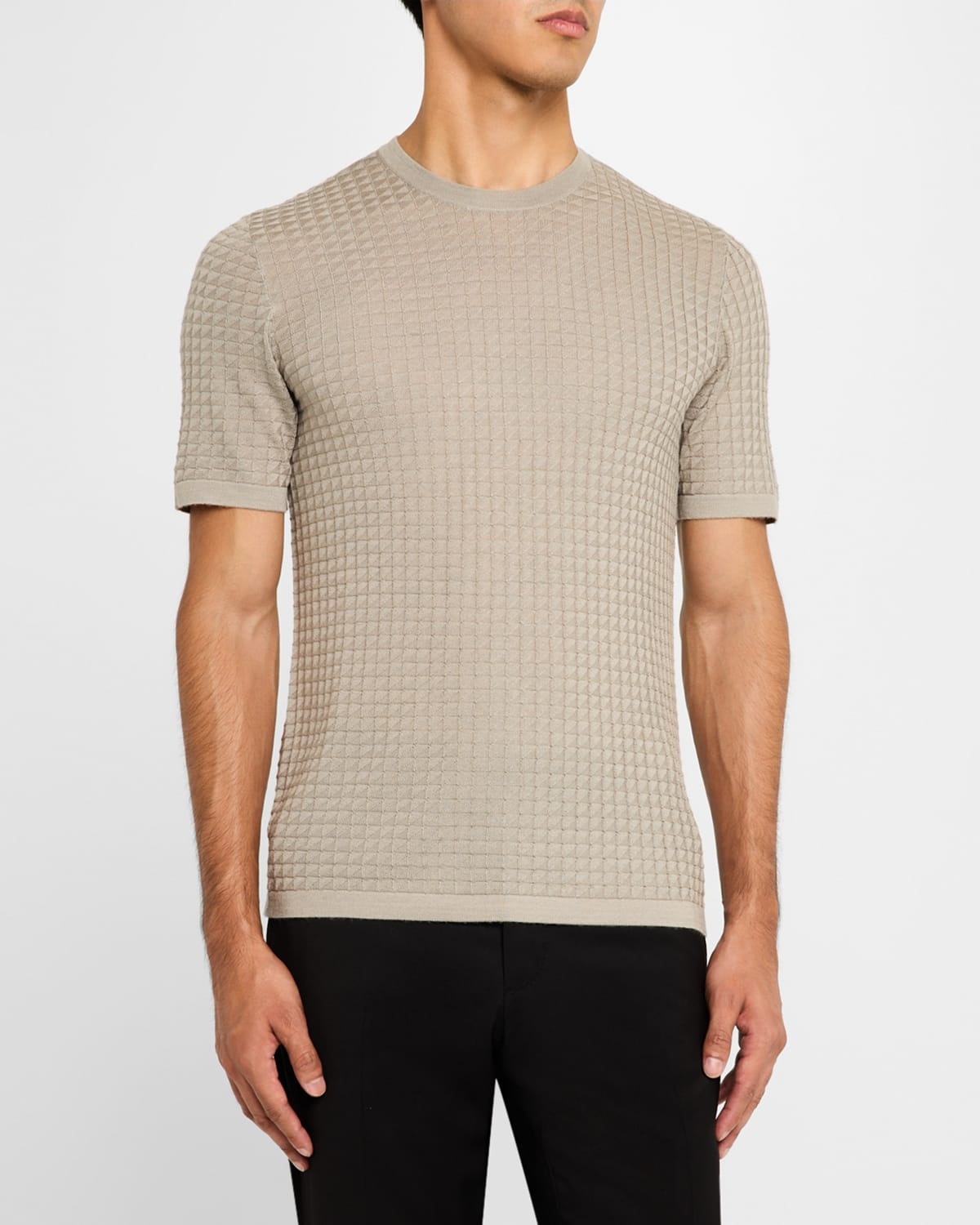 Men's Box-Pattern Crewneck T-Shirt - 4