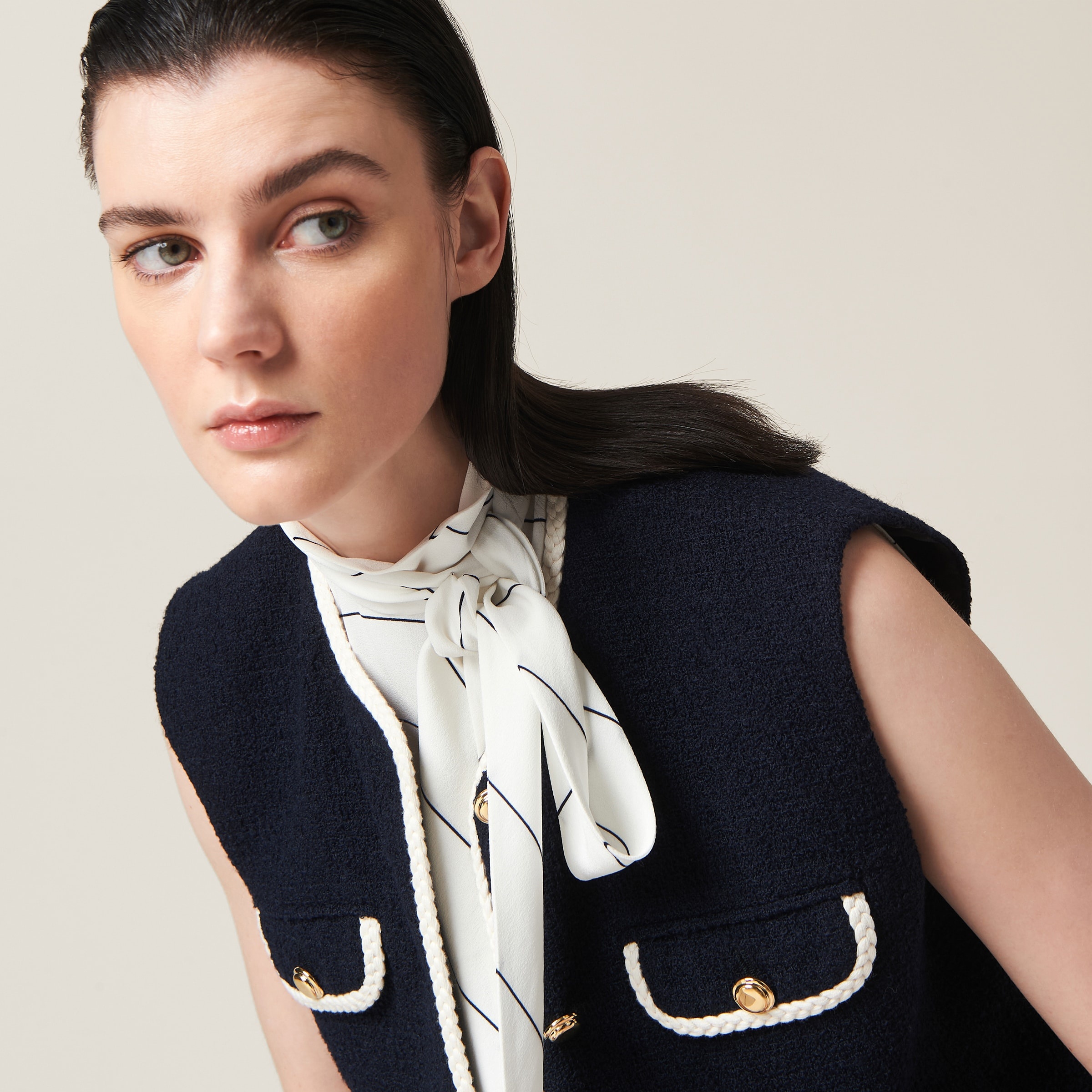 Single-breasted tweed vest - 6