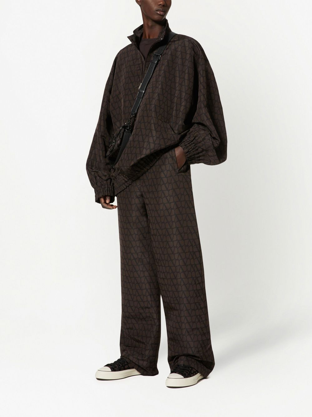 VLogo-print wide-leg trousers - 2
