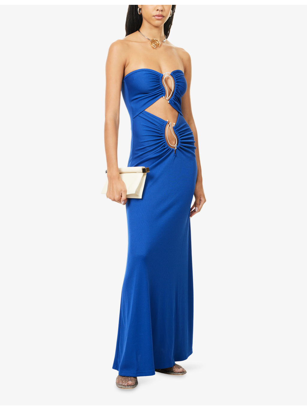 Paisley Disconnect Cutout Strapless Jersey Maxi Dress - 2