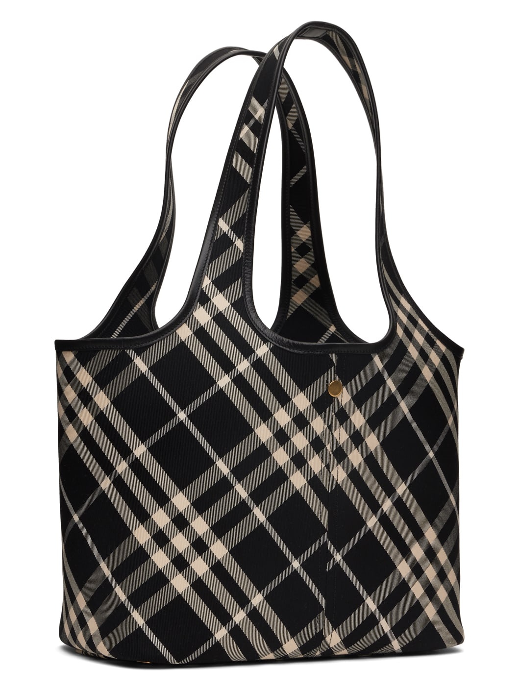 Black & Off-White Small Check Tote - 3
