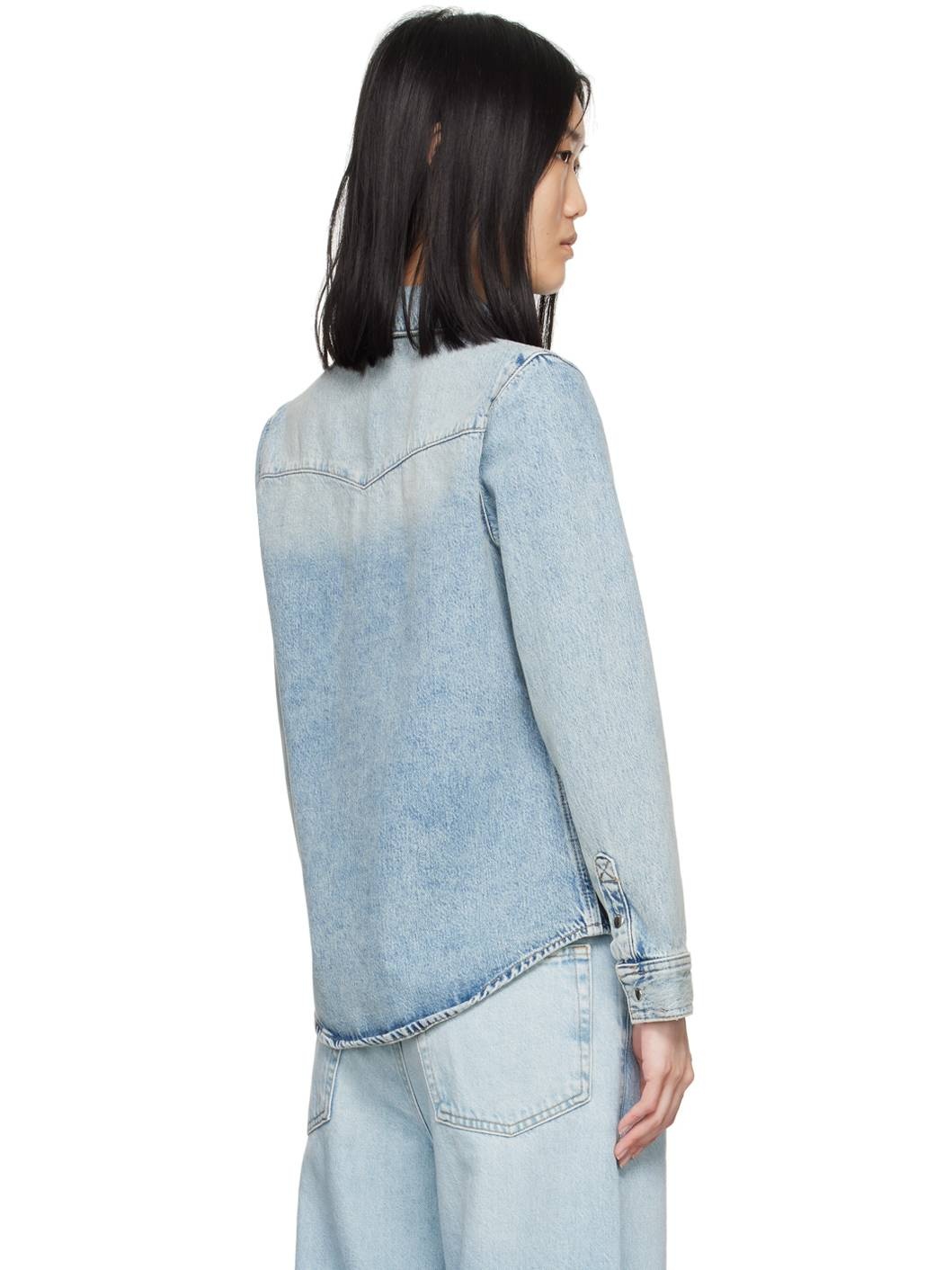 Blue Fitted Heritage Denim Shirt - 3
