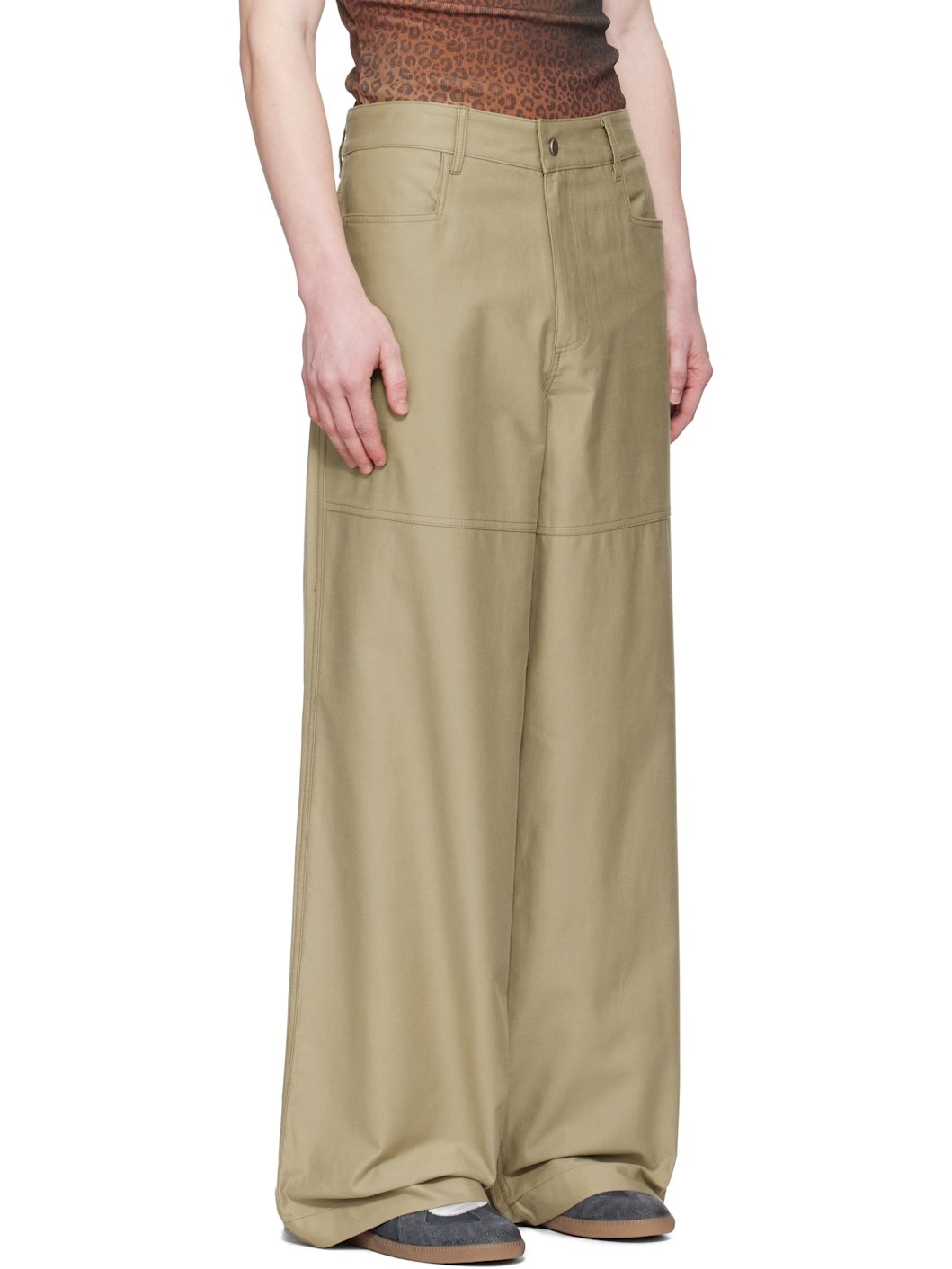 Beige Wide Sailor Trousers - 2