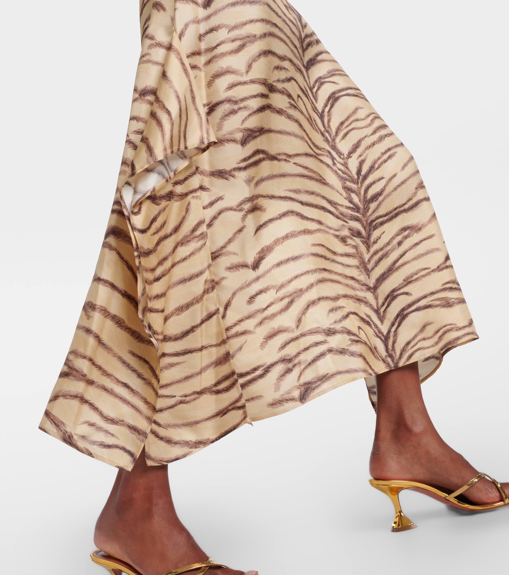 Printed silk midi dress - 5