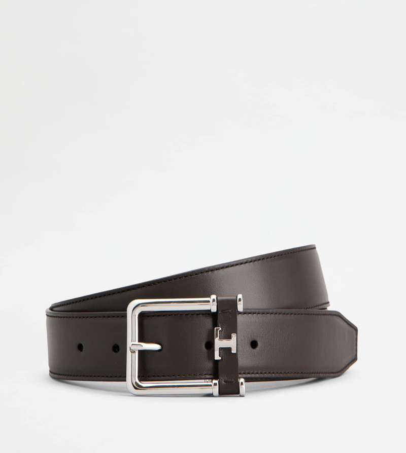 REVERSIBLE BELT IN LEATHER - BROWN, BLUE 1