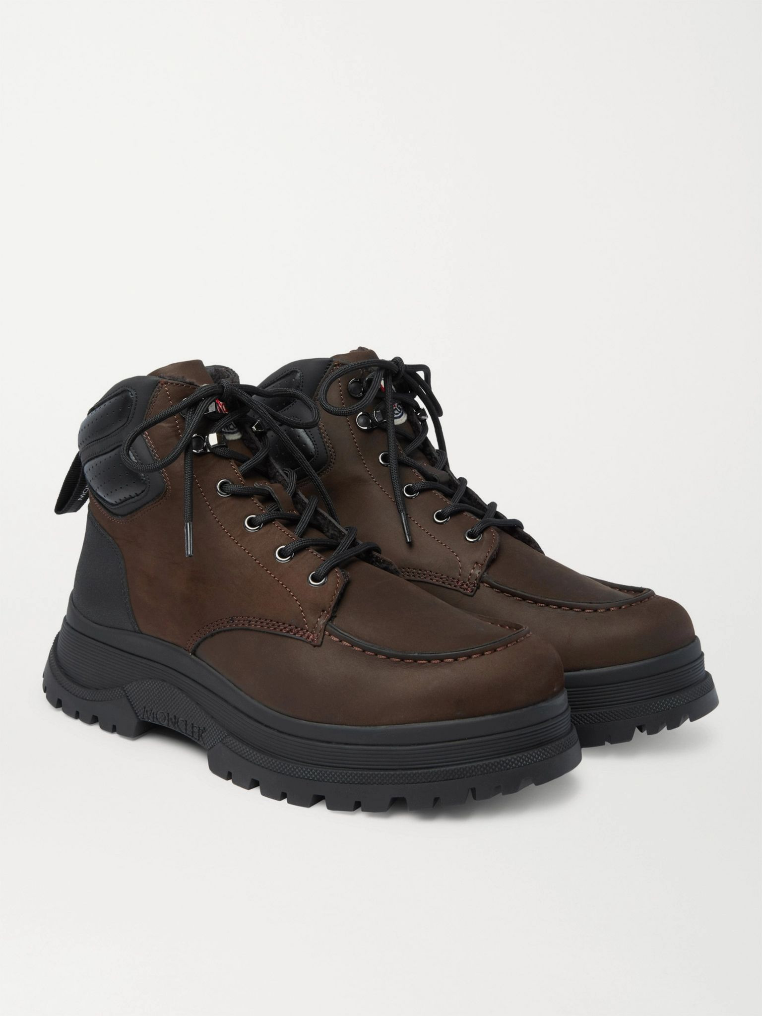 Ulderic Leather-Trimmed Shearling-Lined Nubuck Boots Dark brown - 4