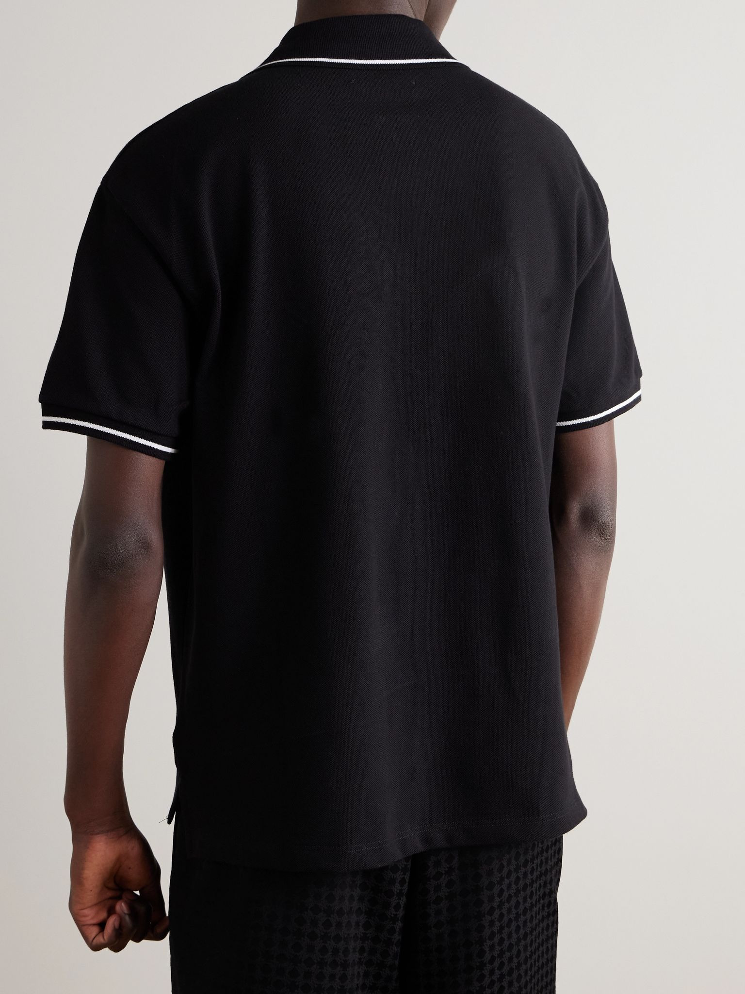 Logo-Embroidered Cotton-Piqué Polo Shirt Black - 3