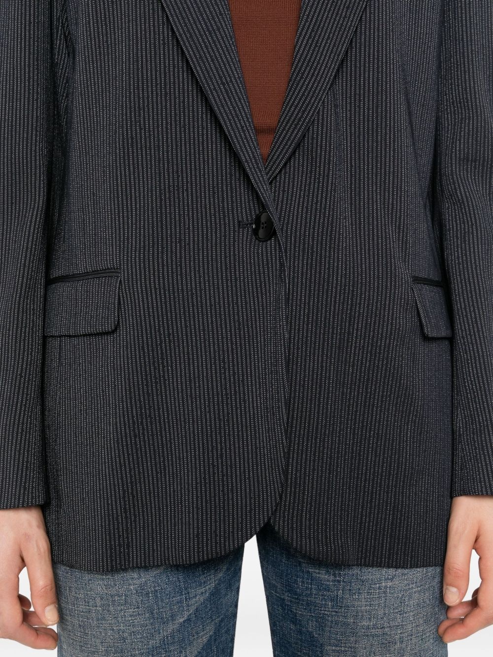 pinstripe single-breasted blazer - 5