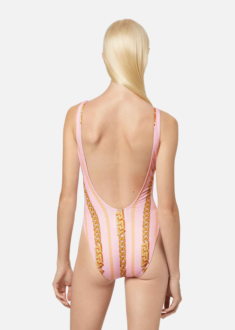 Chain Pinstripe One-Piece Swimsuit 3