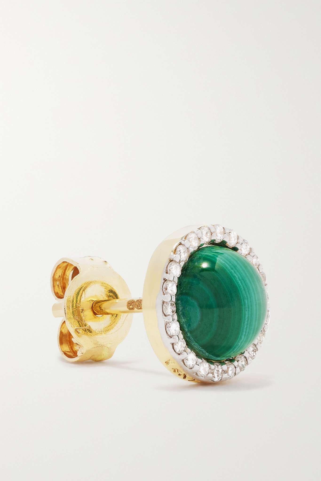 14-karat yellow and white gold, malachite and diamond earrings - 3