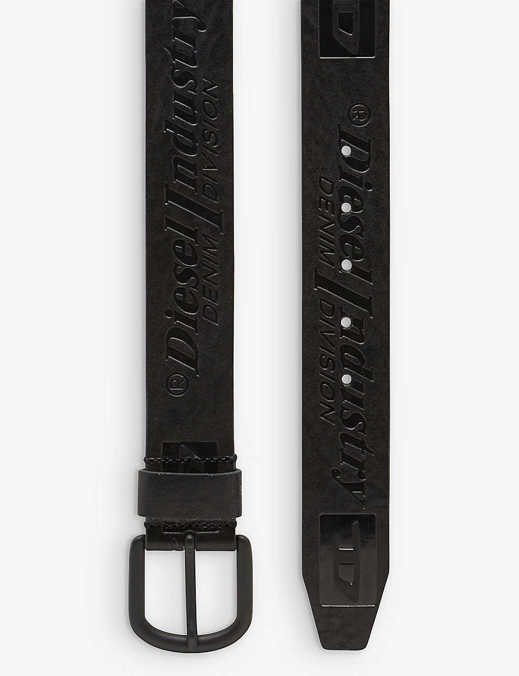 B-archive brand-embossed leather belt - 3