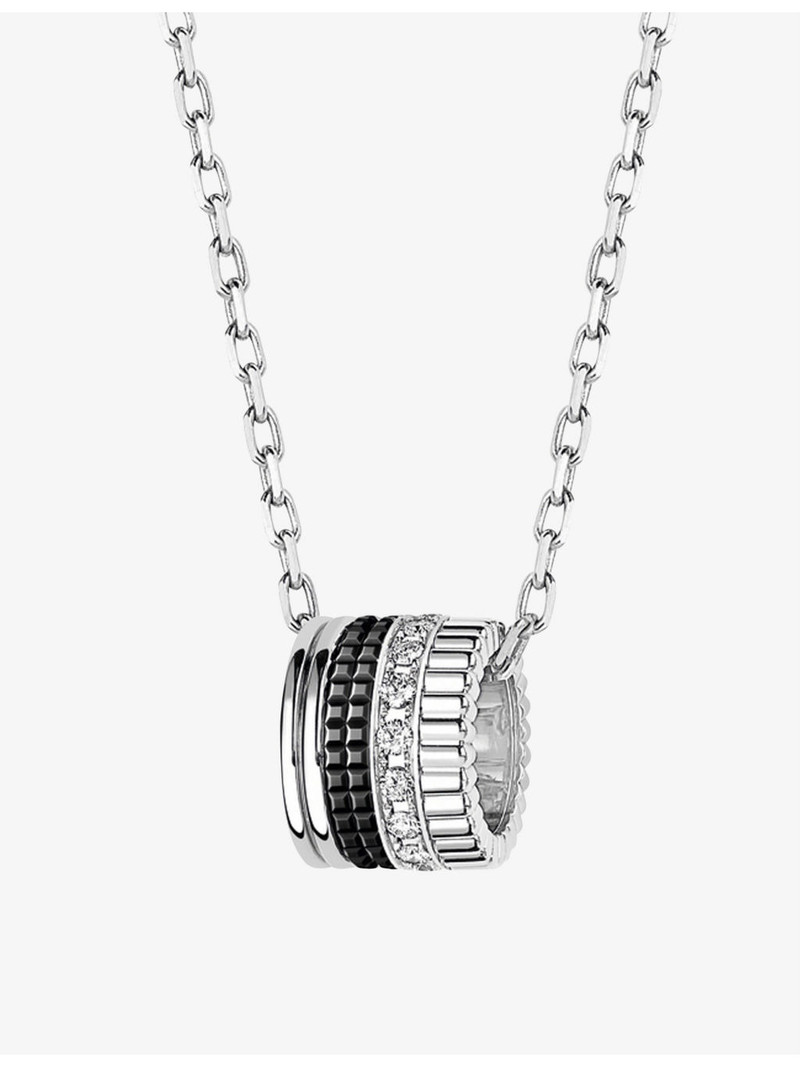 Boucheron Quatre Black Edition 18ct white-gold and 0.24ct diamond pendant necklace outlook