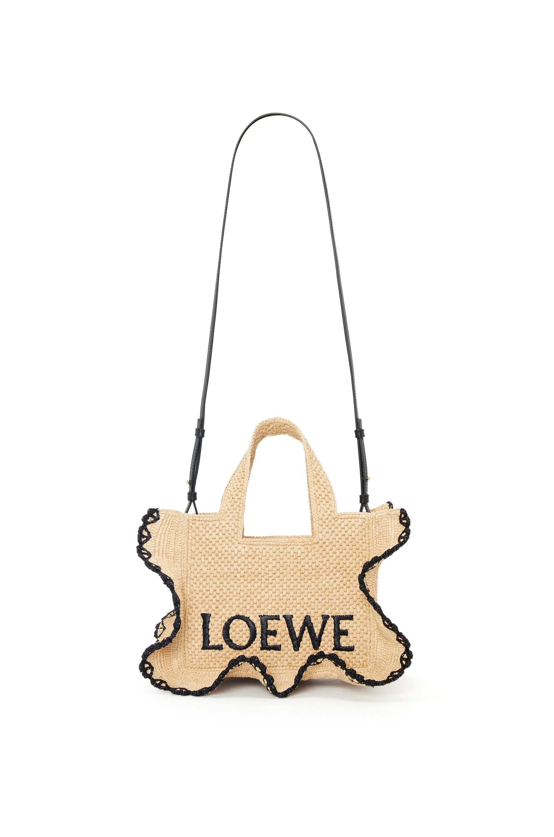 Small LOEWE Font tote in raffia - 7