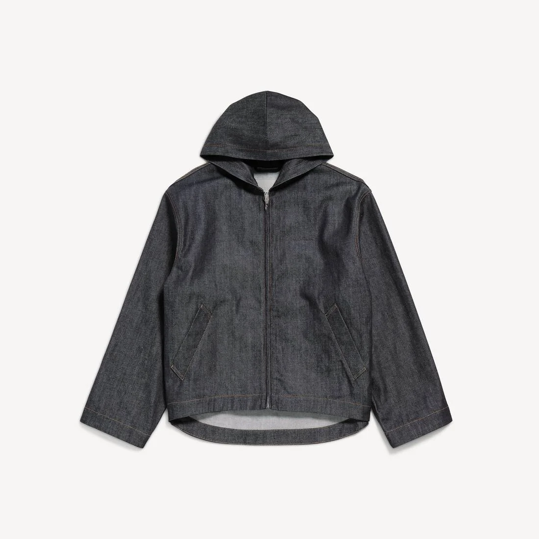 Men's Denim Hooded Jacket in Raw Indigo - 1