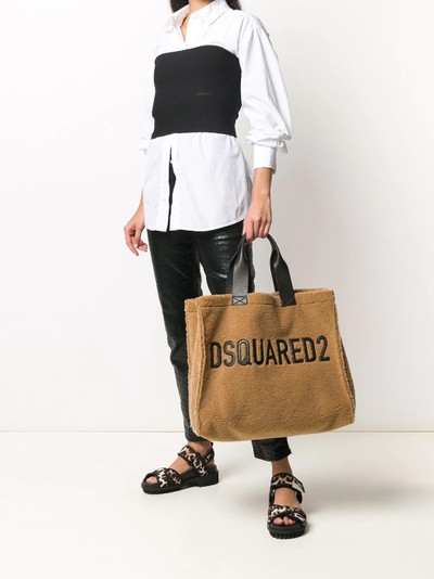 DSQUARED2 logo-detail faux-fur tote bag outlook