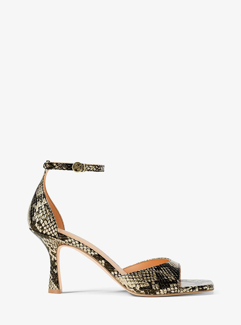 Amali Metallic Snake Embossed Sandal 1